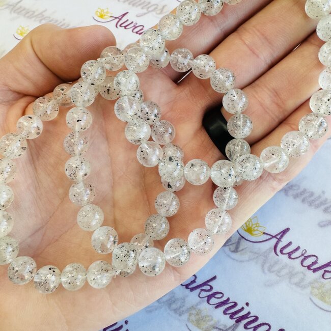 Tibetan Quartz & Black Mica (Muscovite) Bracelets - 8mm