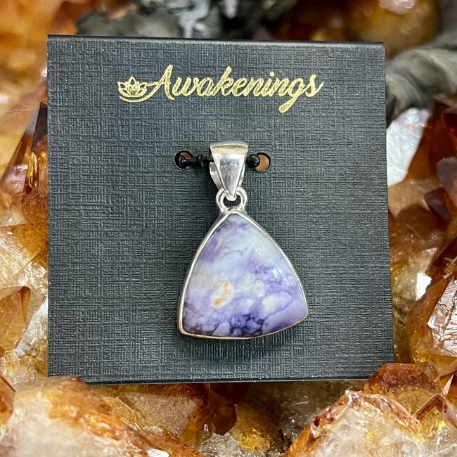 Purple (Morado Opal Royale Violet Flame) Opal Pendant - Triangle Trillant - Sterling Silver