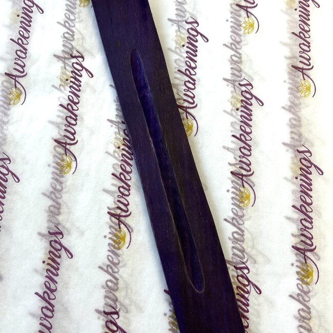 Incense Stick Burner Wood Canoe Sled Ash Catcher Holder - Purple 10"