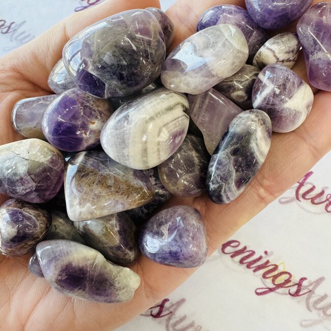Chevron (Dream) & Prasiolite Amethyst - Large Tumbled