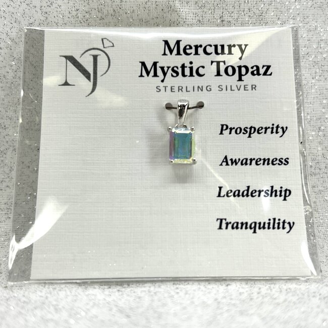 Mystic Topaz Pendant - Rectangle Faceted Small - Sterling Silver