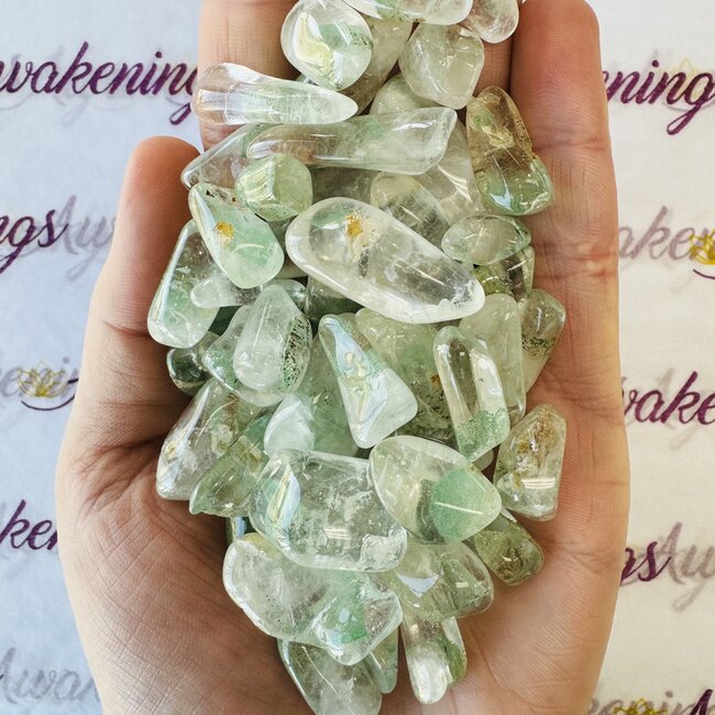 Fuchsite Phantom in Clear Crystal Quartz - Small Tumbled Points