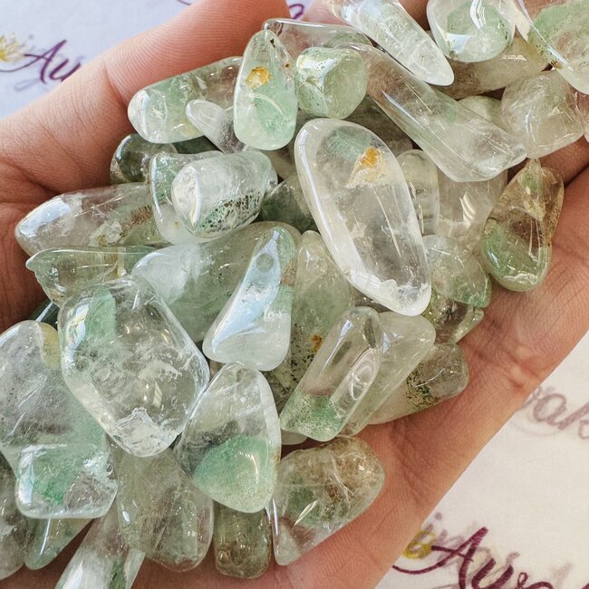 Fuchsite Phantom in Clear Crystal Quartz - Small Tumbled Points