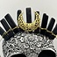 Black Obsidian Crown Tiara - Crescent Moon Rough (Gold Plated) Crystal Headband Hair Accessories