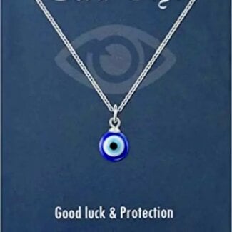 Evil Eye Necklace - Silver Plated Round Blue 16-18" Adjustable