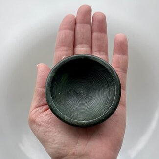 Dark Green Nephrite Jade Dish Trinket Bowl - 2.5"