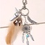 Mini Dreamcatcher Dream Catcher Keychain - White Howlite (Magnesite), Brown Feathers Silver Plated