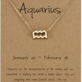 Aquarius Necklace - Gold Plated (16-18" Adjustable) Zodiac Astrology