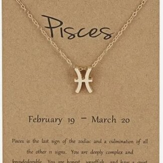 Pisces Necklace - Gold Plated (16-18" Adjustable) Zodiac Astrology