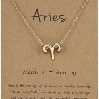 Aries Necklace - Gold Plated (16-18" Adjustable) Zodiac Astrology