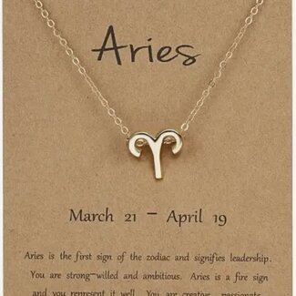 Aries Necklaces - Gold Plated  (16-18" Adjustable) - Zodiac Sign Pendant Charm Astrology