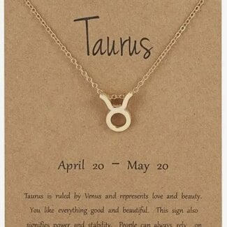 Taurus Necklace - Gold Plated (16-18" Adjustable) Zodiac Astrology