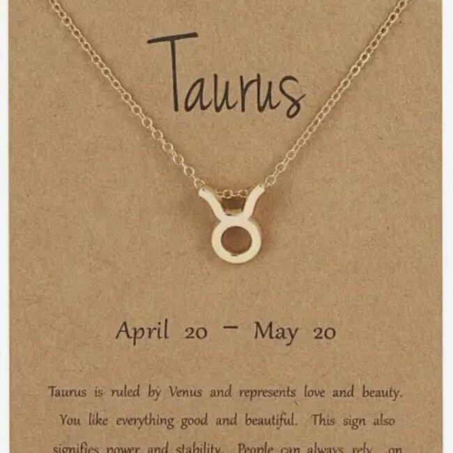 Taurus Necklace - Gold Plated (16-18" Adjustable) Zodiac Astrology