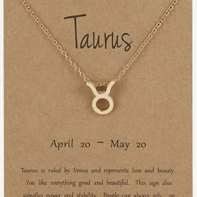 Taurus Necklaces - Gold Plated  (16-18" Adjustable) - Zodiac Sign Pendant Charm Astrology