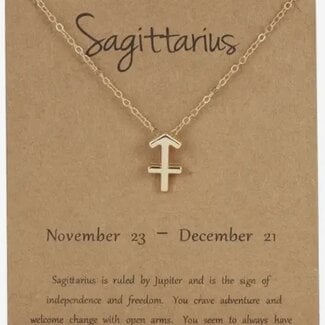 Sagittarius Necklace - Gold Plated (16-18" Adjustable) Zodiac Astrology