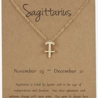 Sagittarius Necklaces - Gold Plated  (16-18" Adjustable) - Zodiac Sign Pendant Charm Astrology