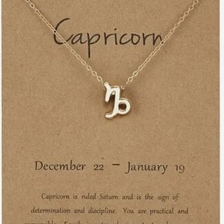 Capricorn Necklace - Gold Plated (16-18" Adjustable) Zodiac Astrology