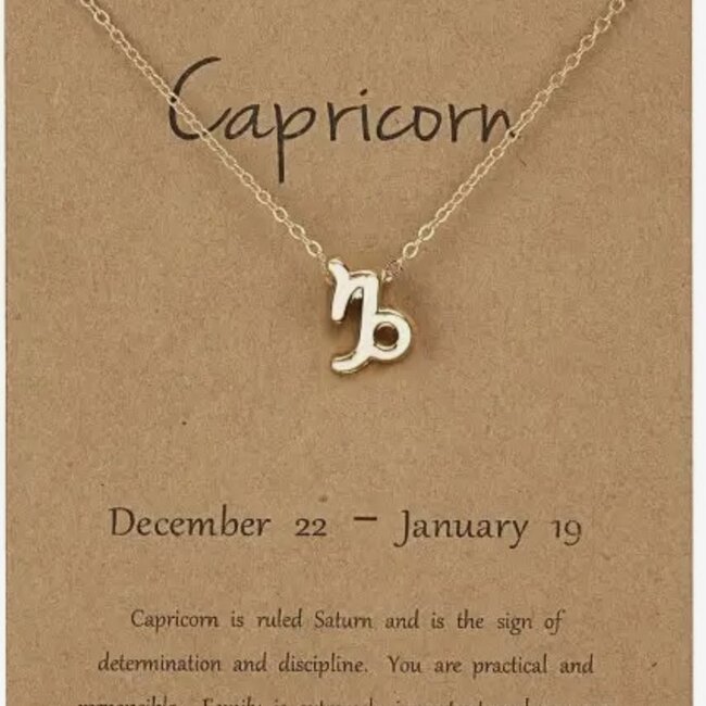 Capricorn Necklaces - Gold Plated  (16-18" Adjustable) - Zodiac Sign Pendant Charm Astrology