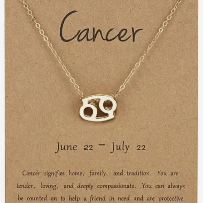 Cancer Necklace - Gold Plated (16-18" Adjustable) Zodiac Astrology