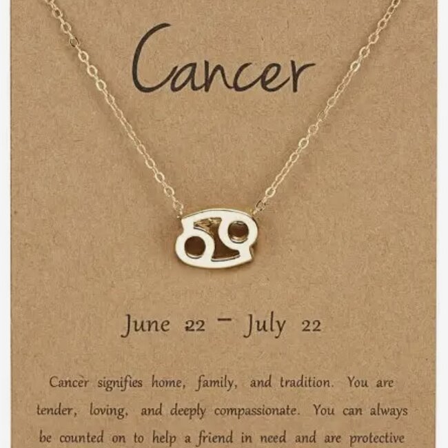 Cancer Necklaces - Gold Plated  (16-18" Adjustable) - Zodiac Sign Pendant Charm Astrology