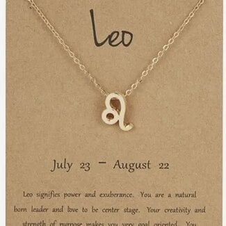 Leo Necklace - Gold Plated (16-18" Adjustable) Zodiac Astrology