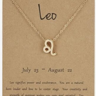 Leo Necklaces - Gold Plated  (16-18" Adjustable) - Zodiac Sign Pendant Charm Astrology