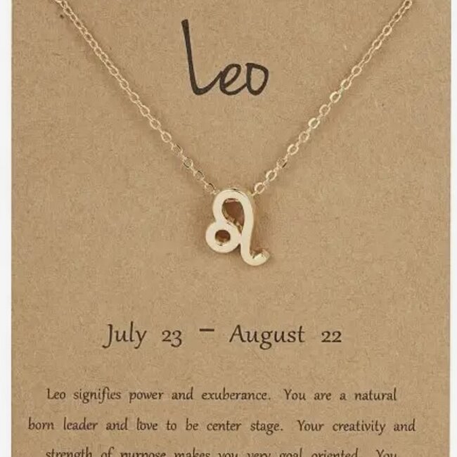 Leo Necklaces - Gold Plated  (16-18" Adjustable) - Zodiac Sign Pendant Charm Astrology