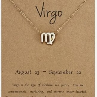 Virgo Necklace - Gold Plated (16-18" Adjustable) Zodiac Astrology