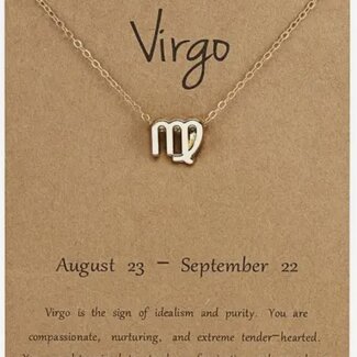 Virgo Necklaces - Gold Plated  (16-18" Adjustable) - Zodiac Sign Pendant Charm Astrology
