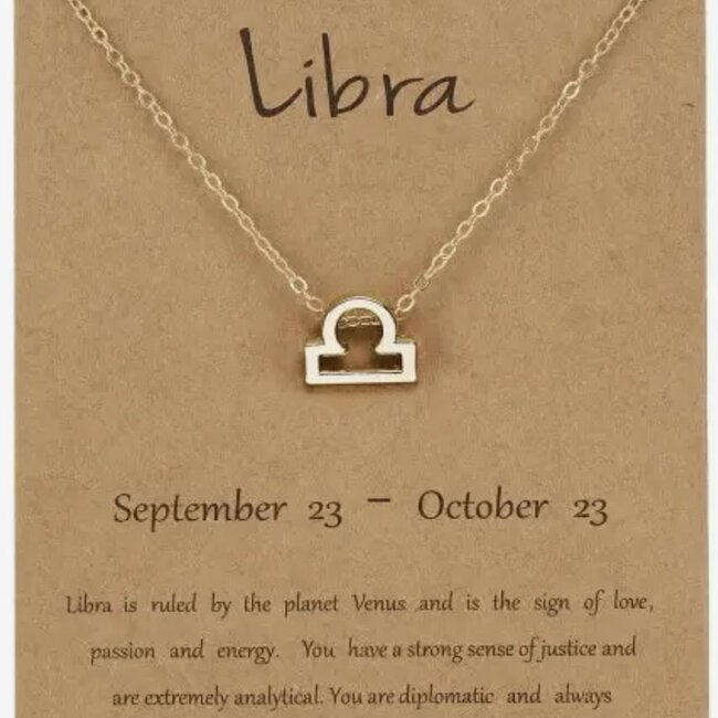 Libra Necklaces - Gold Plated  (16-18" Adjustable) - Zodiac Sign Pendant Charm Astrology