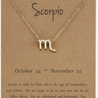 Scorpio Necklace - Gold Plated (16-18" Adjustable) Zodiac Astrology