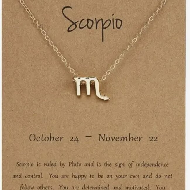 Scorpio Necklaces - Gold Plated  (16-18" Adjustable) - Zodiac Sign Pendant Charm Astrology