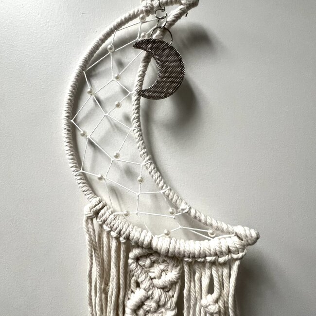 Macrame Dream Catcher Dreamcatcher Crescent Moon - LED 27" Long Beaded Boho