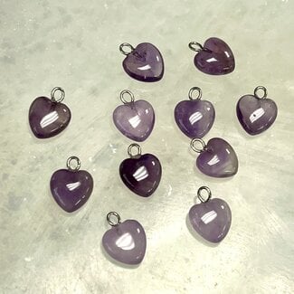 Amethyst Mini Heart Pendant / Charm - 0.5"