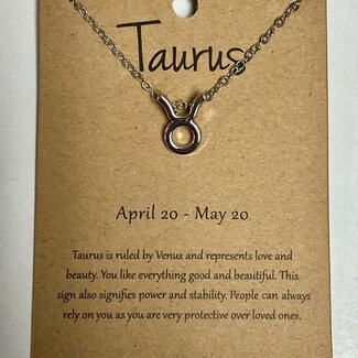 Taurus Necklaces - Silver Plated  (16-18" Adjustable) - Zodiac Sign Pendant Charm Astrology