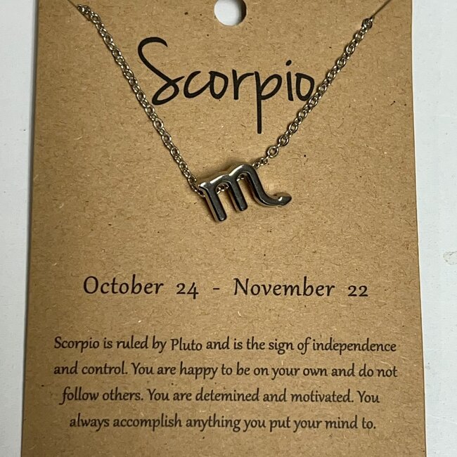 Scorpio Necklaces - Silver Plated  (16-18" Adjustable) - Zodiac Sign Pendant Charm Astrology