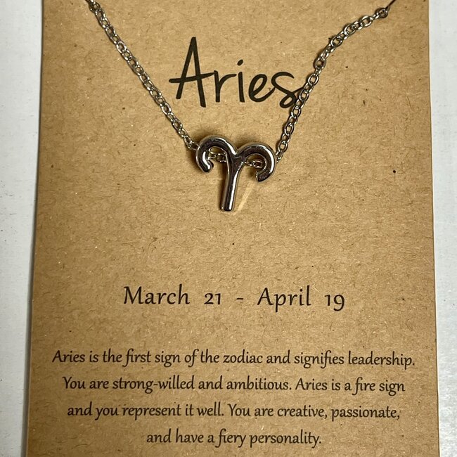 Aries Necklaces - Silver Plated  (16-18" Adjustable) - Zodiac Sign Pendant Charm Astrology