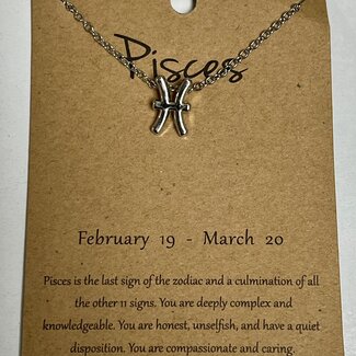 Pisces Necklaces - Silver Plated  (16-18" Adjustable) - Zodiac Sign Pendant Charm Astrology