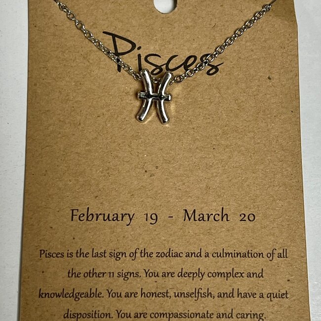Pisces Necklaces - Silver Plated  (16-18" Adjustable) - Zodiac Sign Pendant Charm Astrology
