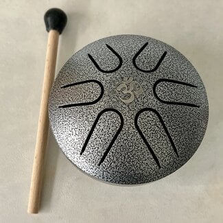 6 Tone Steel Tongue 3" Silver Drum - Mini Hand Pan Stricker Handpan Hapi Happy Tank Panda Percussion Musical Instrument