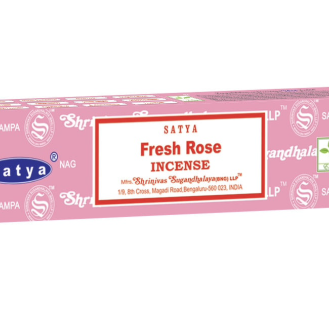 Fresh Rose Incense Sticks - 12 Sticks in Box 15g - Satya