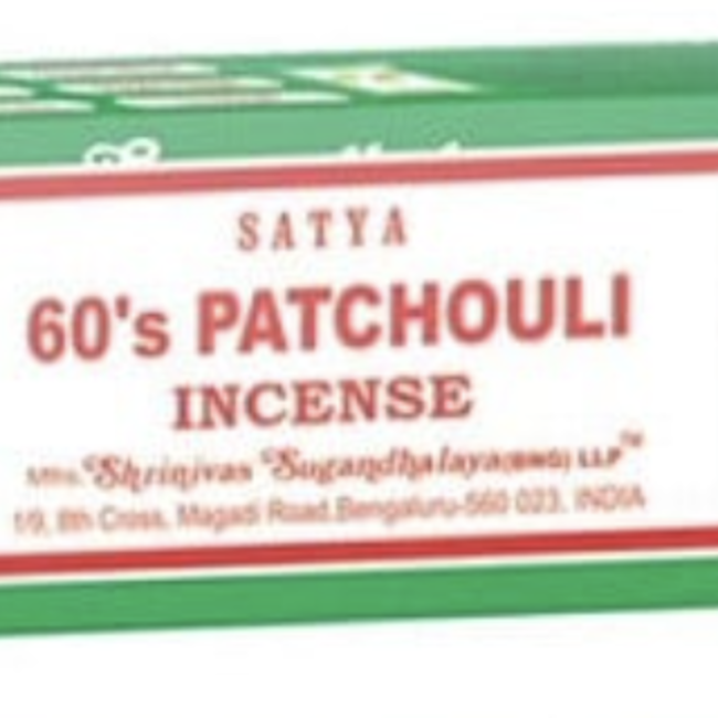 60's Patchouli Incense - 12 Sticks/Box 15g - Satya