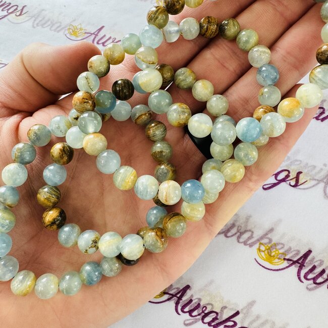 Lemurian (Lumerian) Aquatine Blue Calcite Bracelets - 8mm