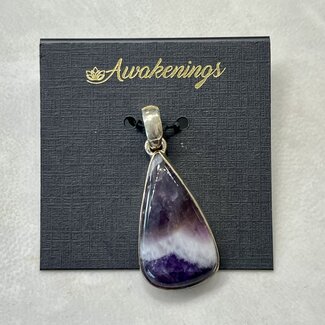 Chevron (Dream) Amethyst Pendant - Teardrop Pear #2 Sterling Silver