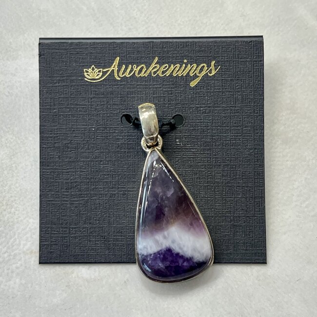 Chevron (Dream) Amethyst Pendant - Teardrop Pear #2 Sterling Silver