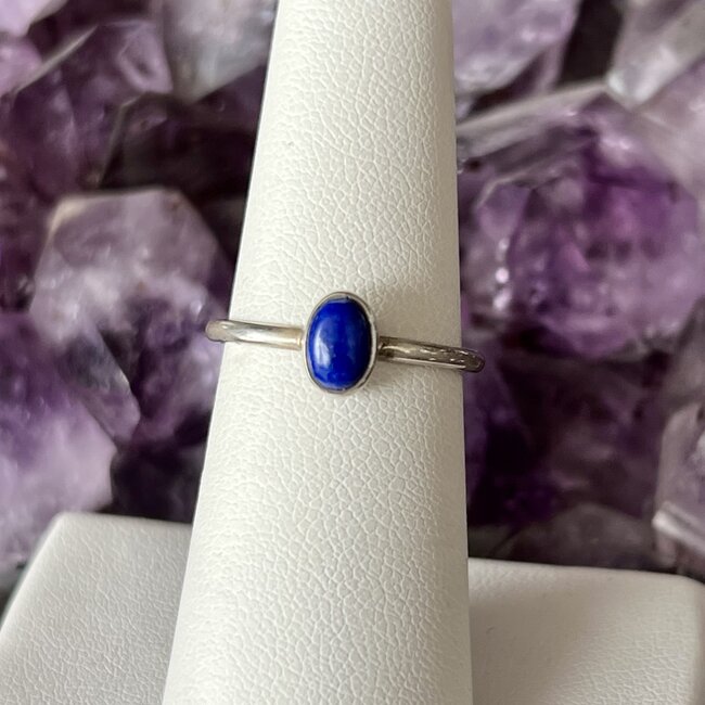 Lapis Lazuli Ring - Size 6 Simple Oval - Sterling Silver