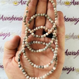Pink Zebra Jasper Bracelets - 4mm Mini Pink Zebra Jasper Bracelets - 4mm Mini