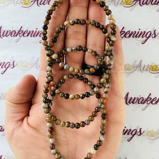 Natural Petrified Wood Bracelets - 4mm Elastic Mini