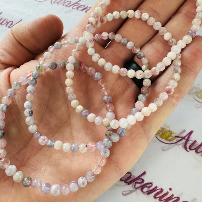 Pink Ruby Red (Rubellite) Tourmaline in Lepidolite (Unicorn Stone) Bracelets - 4mm Mini