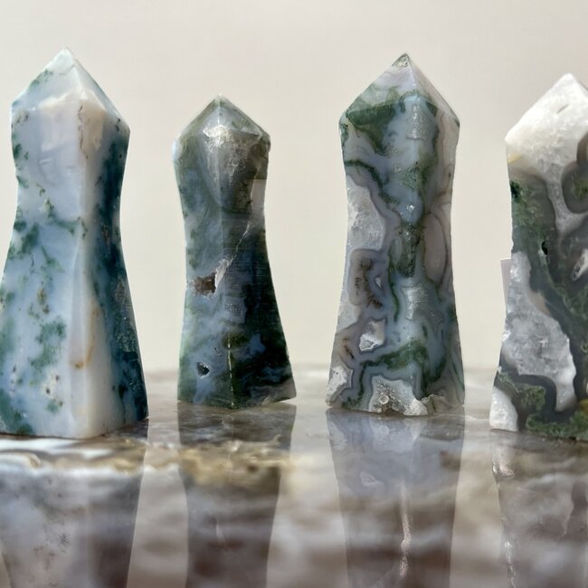 Moss Agate Goddess Tower Point Generator - Small